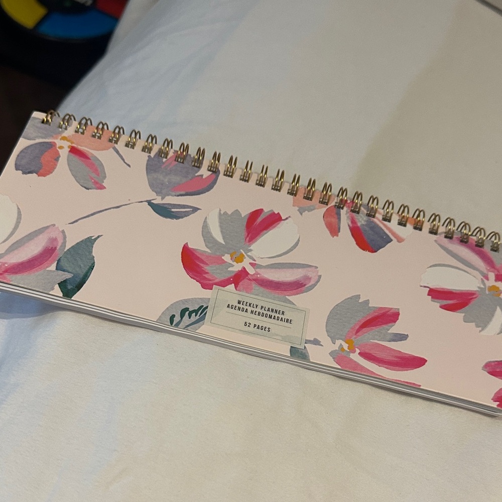 BNWOT Indigo Floral Weekly Planner - Pink and White